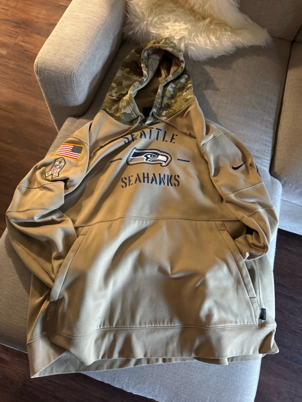 NFL Seattle Seahawks Camo Hooded Sweatshirt - Tan